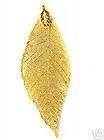 24 Carat Gold Plated Natural Leaf Pendant Earring 03