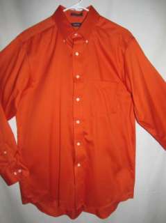 Izod by Lacoste Bright Orange Cotton Twill Easy Care Dress Shirt 16 34 