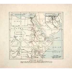 : 1923 Print Map North East Africa Arabia Egypt Libya Sudan Abyssinia 
