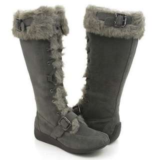    Grey Furry Moccasin Winter Boots Women   Vegan Friendly Shoes