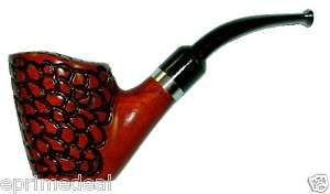 Freestanding Curved Engraved Rosewood Tobacco Pipe 2827  