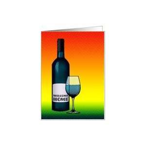  welcome home party invitations  halftone wine bottle Card 
