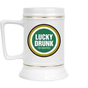  Lucky Drunk Spoof Logo Custom 28oz Gold Trim Ceramic 