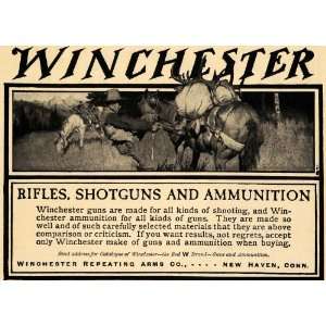  1908 Ad Horse Hunt Rifle Shotgun Ammunition Winchester 