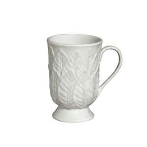  J. Willfred White Leaves Majolica 4.5 Footed Mugs (4 