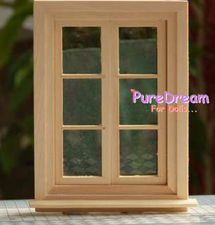   Dollhouse Wooden Window Frame Double opening 6 Light Homework OA017