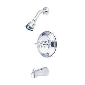   Tub & Shower Faucet, Satin Nickel/Polished Brass