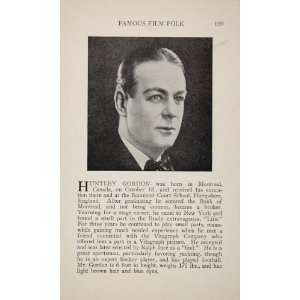 1925 Huntley Gordon Glenn Hunter Silent Film Actor   Original Halftone 