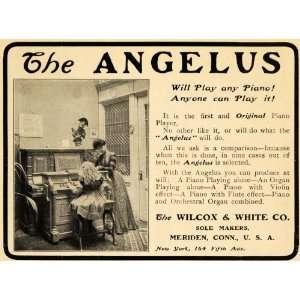 1901 Ad Wilcox White Angelus Player Piano Instrument   Original Print 
