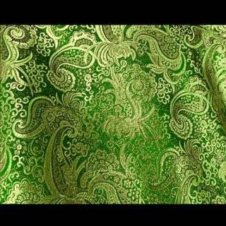 Green/gold Paisley Metallic Brocade Fabric 45 Per Yard