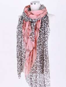 Chain Leopard Scarf   Pink  
