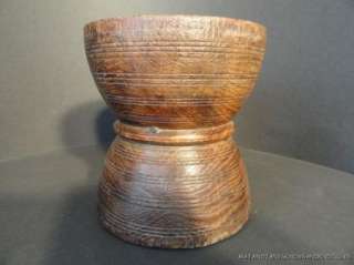 BEAUTIFUL ANTIQUE TURNED WOODEN CONTAINER POT MEASURE CUP HOLDER 