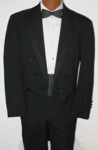 Black Chaps Hudson Tuxedo Tailcoat w/ Pants Wedding 38S  