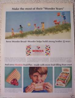 WONDER BREAD HOSTESS FRUIT PIES VINTAGE AD 1966  