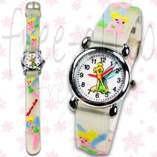 Peter Pan Fairy TINKER BELL Clear 3D Kid Wrist Watch  