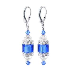   Indigo Blue Crystal Earrings Made with Swarovski Elements: Jewelry