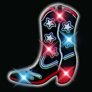  Black Cowboy Boot Flashing Blinking Light Up Body Lights 