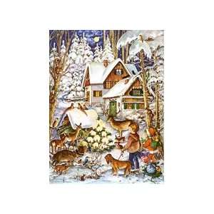    Snowy Cottage Vintage Style Advent Calendar