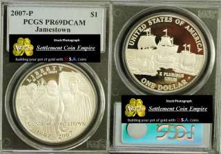 2007 P PCGS PR69 DCAM Jamestown 400th Ann Silver Dollar  