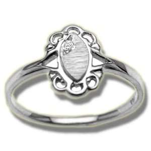  .003 ct Small Ladies Signet White Ring: Jewelry