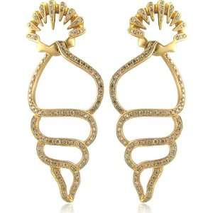   Yellow gold New Paul Fancy Brown Diamond Seashell Earrings: Jewelry