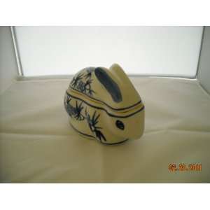  Chinese Blue & White Rabbit Dish with Lid New: Everything 