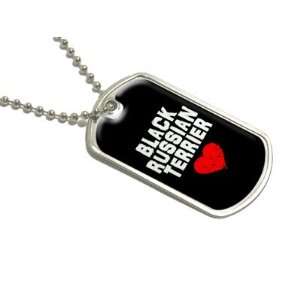 Black Russian Terrier Love   Black   Military Dog Tag Luggage Keychain