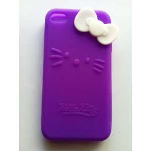   Kitty Silicone iPhone 4 Case Purple with White Bow: Everything Else