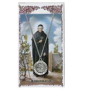 St Peregrine Prayer Card With Medal Saint Catholic Christian Pendant 