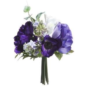  Faux 8.5 Anemone/Lilac Bouquet Blue White (Pack of 12 
