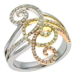  14k Tri Color Diamond M.pave Ring   JewelryWeb: Jewelry