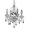 Light Crystal Chandelier Lighting Fixture, Chrome, Clear and Black 