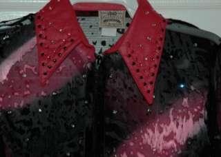   Western Rail Show Shirt Sheer Black, Red & Pink Style # 4931 XL  