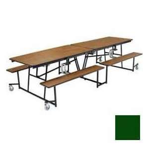   Mobile Cafeteria Bench Unit With Plywood Top, Green 