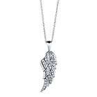 CZ STERLING SILVER 925 ANGEL WING PENDANT NECKLACE NEW