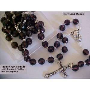  Crystal Topaz Holy Land Rosary: Home & Kitchen
