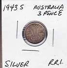 1943 S Australia 3 Pence Silver World Coins