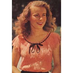 Vintage Crochet PATTERN to make   Crocheted Lace Summer Peasant Blouse 