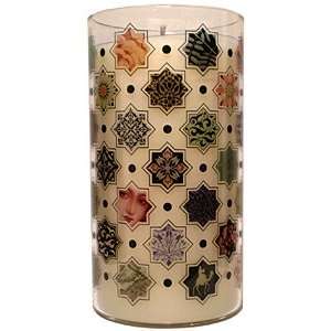   Decorative Candle With A Moroccan Style Design On Round Glass Cylinder
