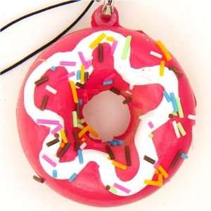  pink donut squishy charm with white sauce Toys & Games