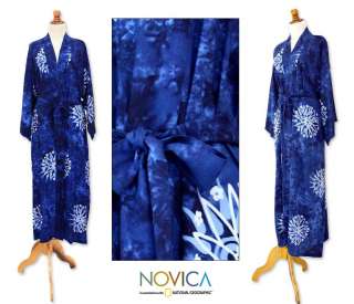 BLUE STARLIGHT Artisan BATIK Robe HANDMADE Bali Novica  