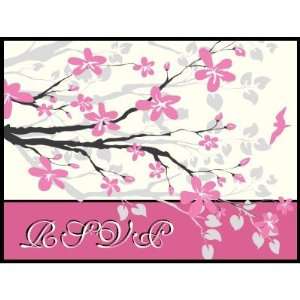    Magnolia branch pink wedding custom RSVP stamp: Office Products