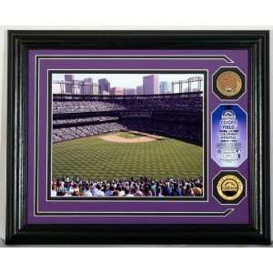 Coors Field Authenticated Infield Dirt Photomint with Gold Coin 