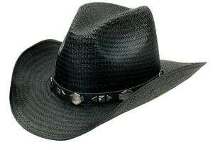    DAVIDSON® MENS COWBOY WESTERN BLACK STRAW HAT HD 722 NEW  