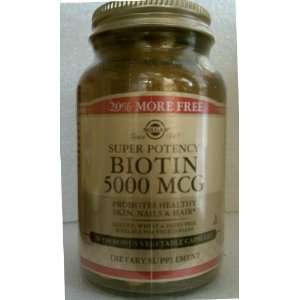   Potency Biotin 5000 mcg Bonus 60 Capsules: Health & Personal Care