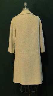 1960s Beige Wool Swing Style Coat w/Brown Dots S/M  
