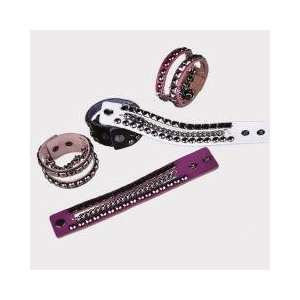Goth Punk Rock Clothing Bracelet Wrist Band Leather Strap Metal Alloy