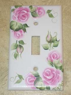 HaND PaiNTeD Pink Rose SWITCH PLATE COVER hp Roses*  