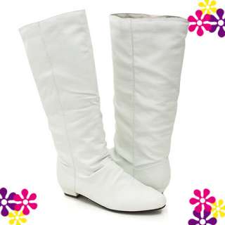 FLAT WHITE Dress BOOTS Womens FASHION ZIPPER SHOES  