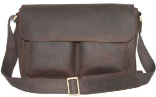 Vintage Style Mens Bull Leather Messenger Shoulder Bag School Bag 